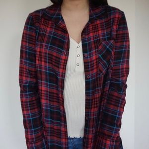Mudd Red and Blue Plaid Button-up